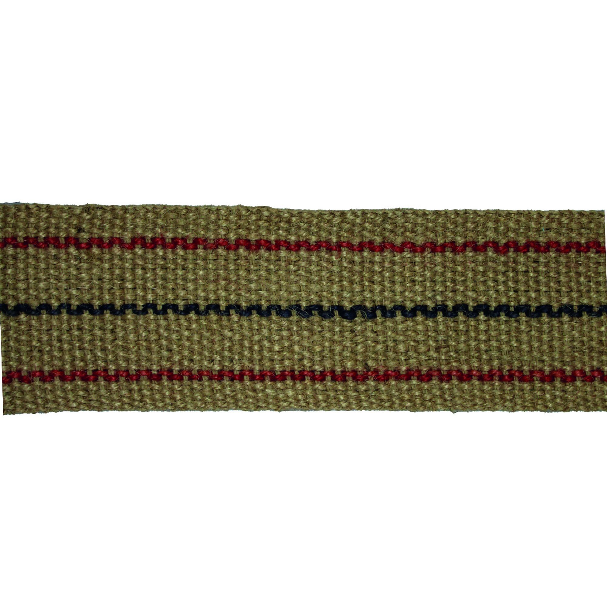 Jutefarbenes Gurtband mit roten und dunkelblauen Streifen