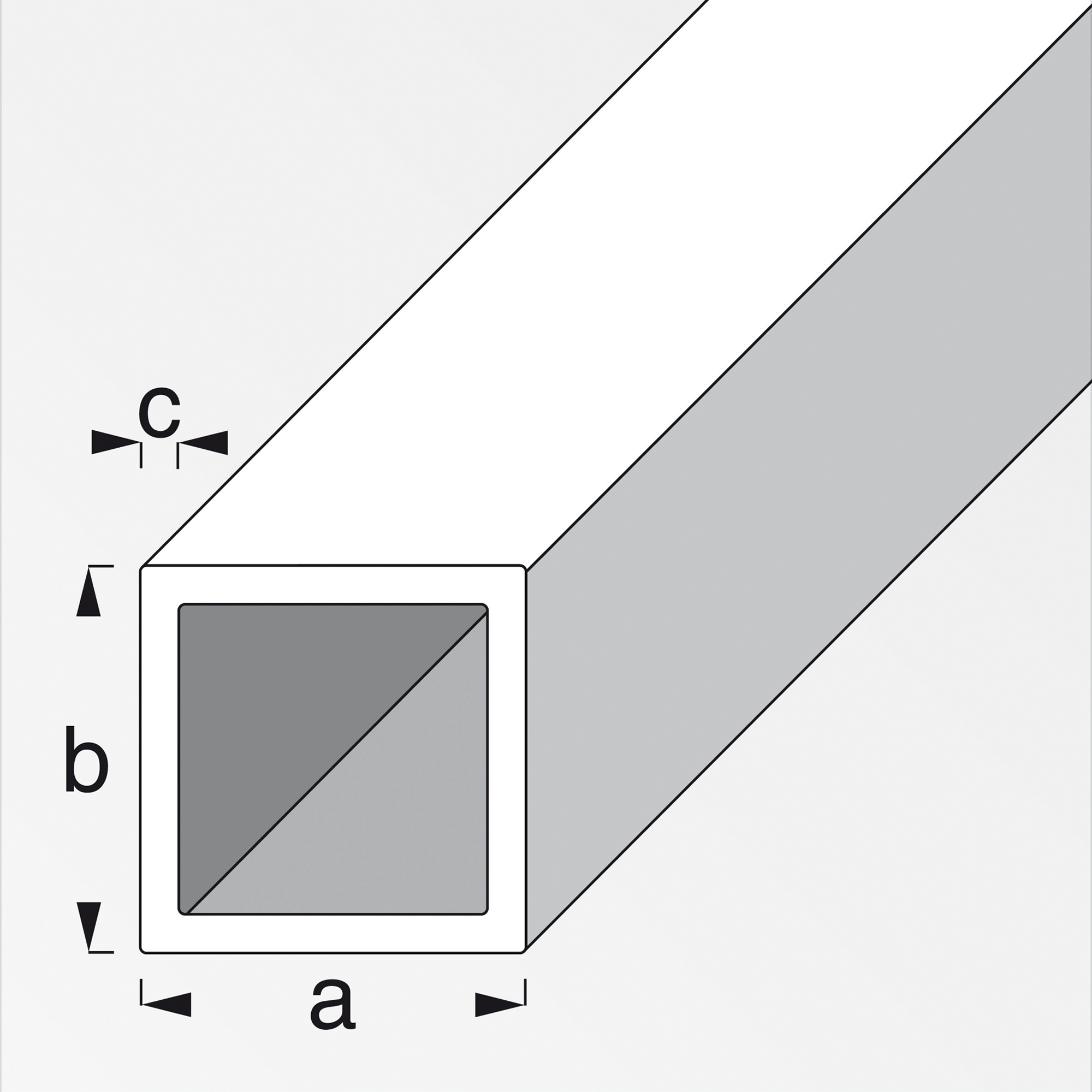 Vierkantrohr Aluminium 100 x 2,0 x 2,0 cm + product picture