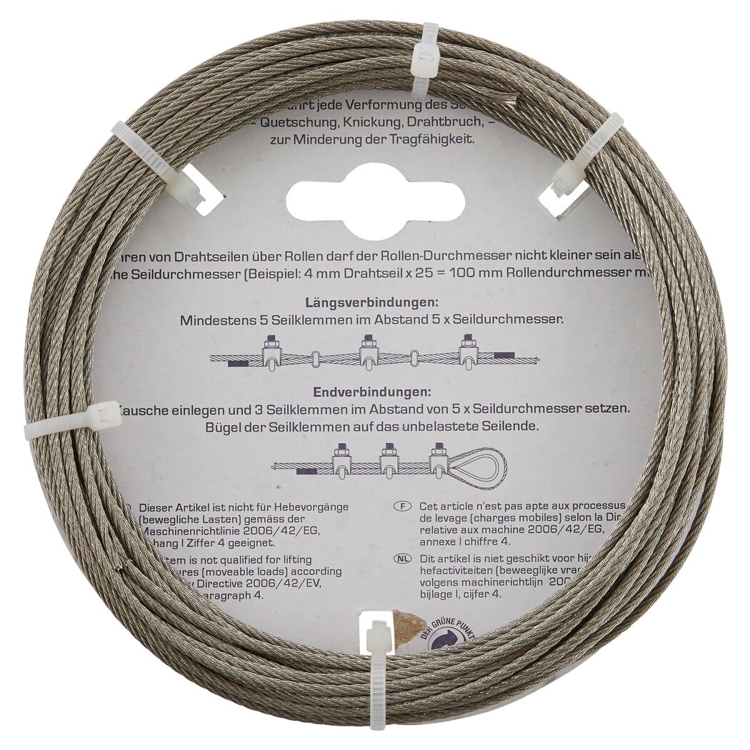 Drahtseil 2 mm V4A mit SB-Ring, 10 m