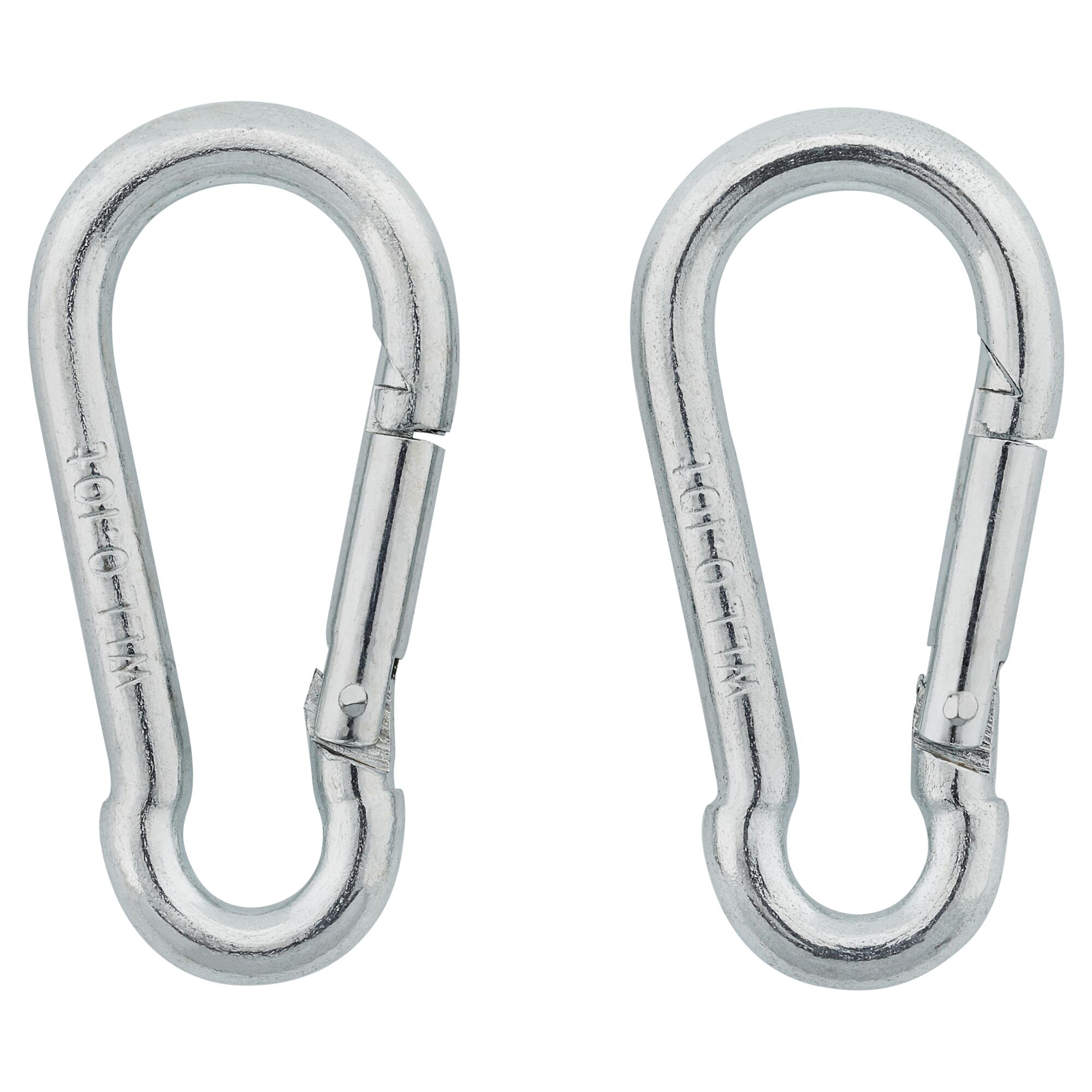 Zwei verzinkte Stahlkarabinerhaken