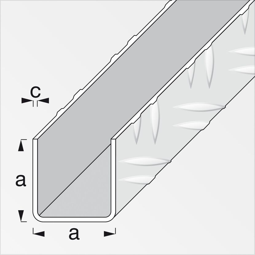 Quadrat-U-Profil Aluminium blank 100 x 2,95 cm