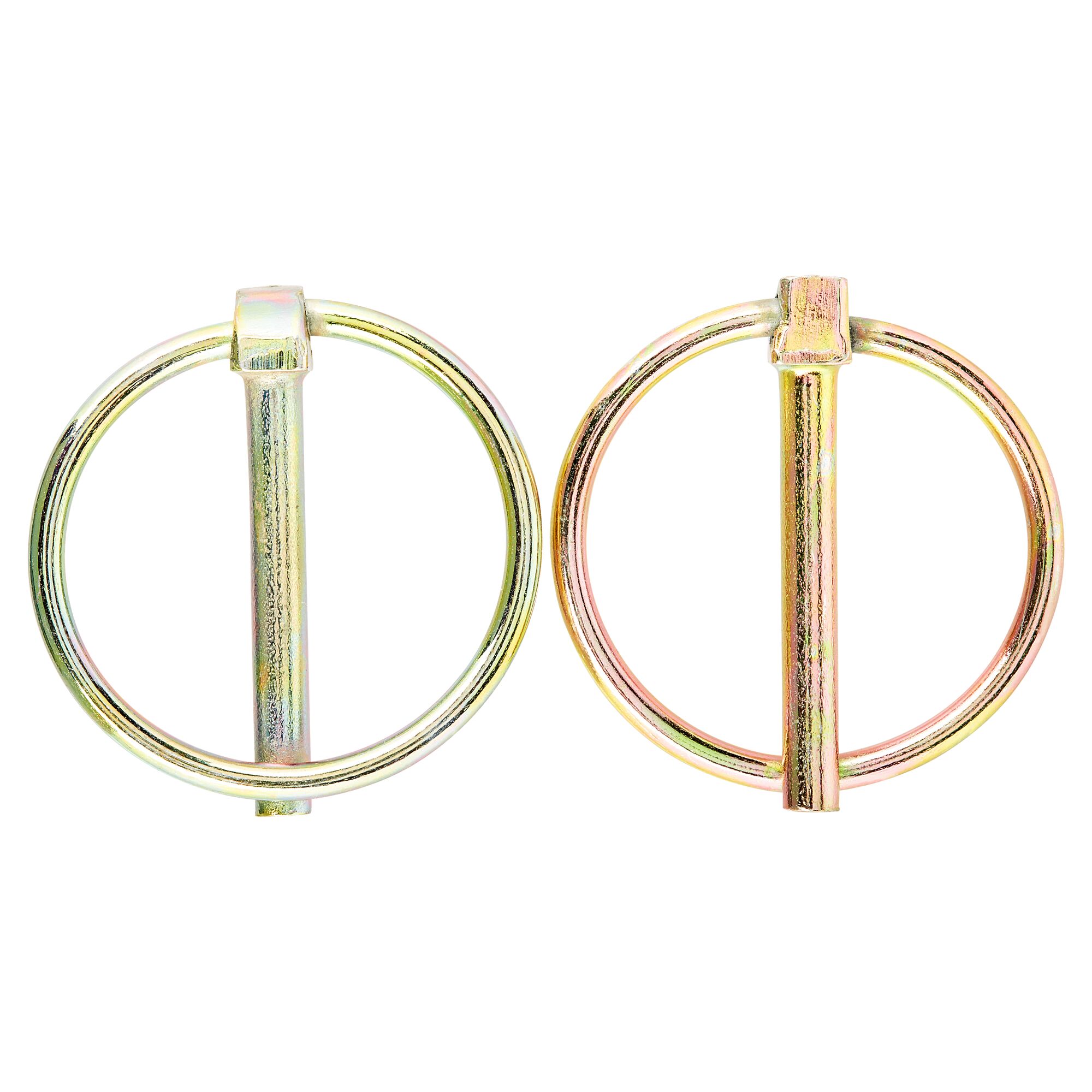 Zwei goldene Federringe auf weißem Hintergrund.