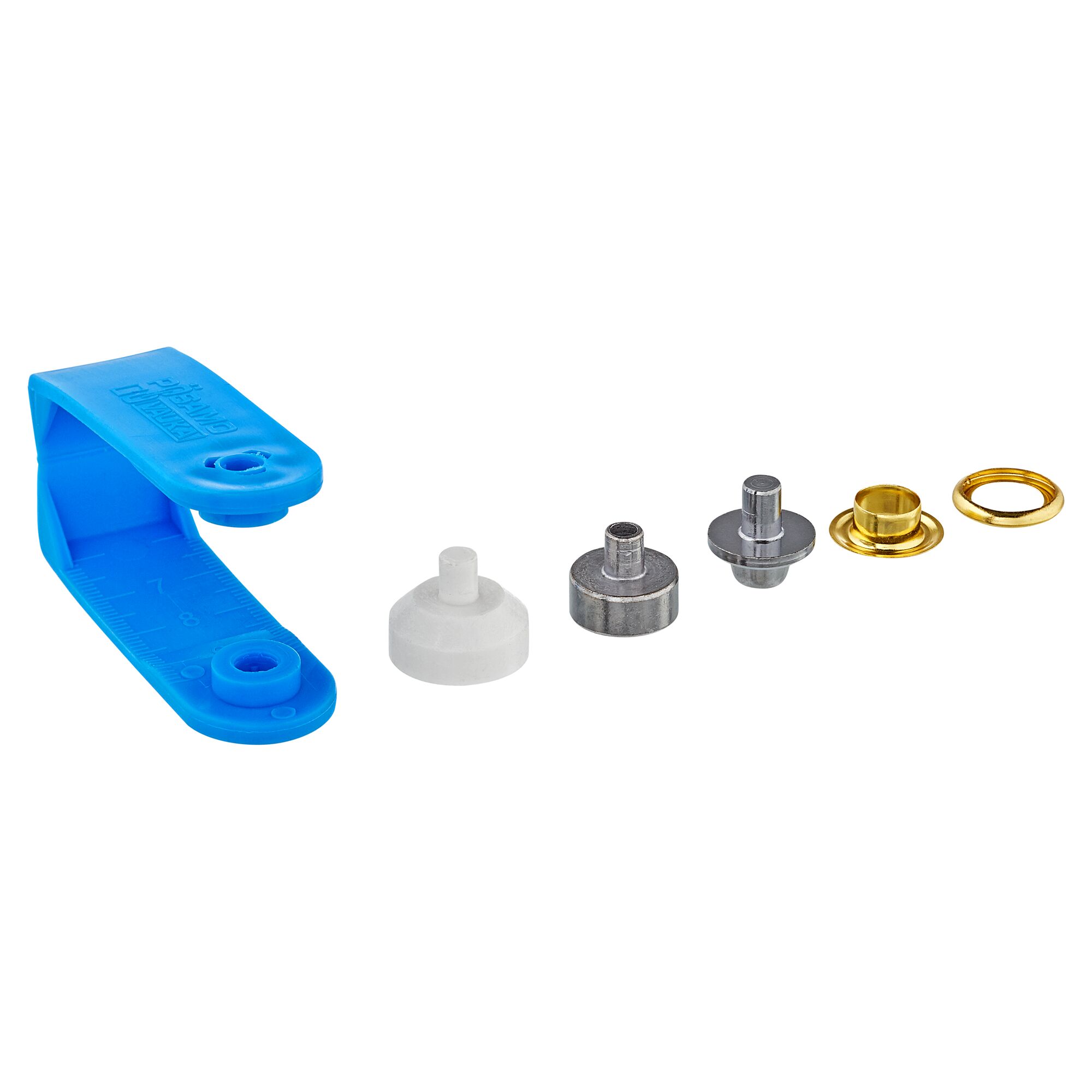 Werkzeug zum Anbringen von Ösen mit Einzelteilen