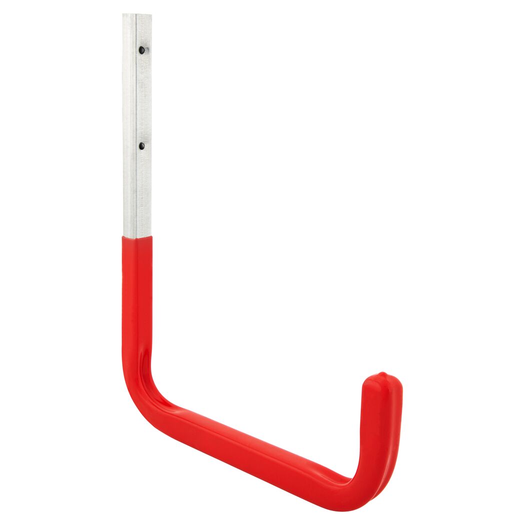 Roter Wandhaken mit Metallplatte zum Anschrauben