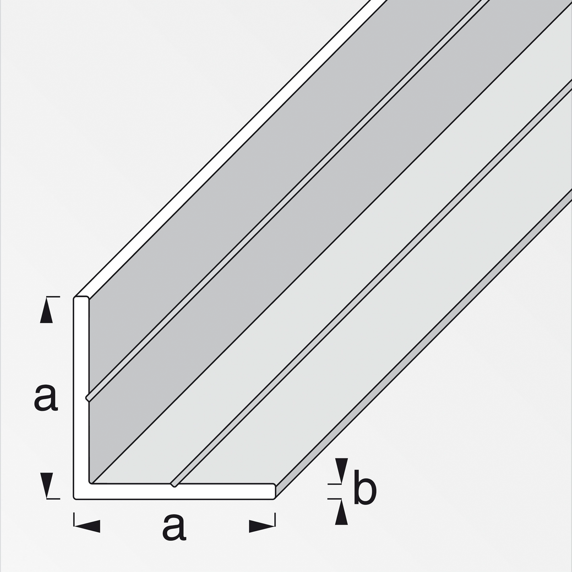 Winkel gleichschenklig weiß 100 x 1,55 cm + product picture