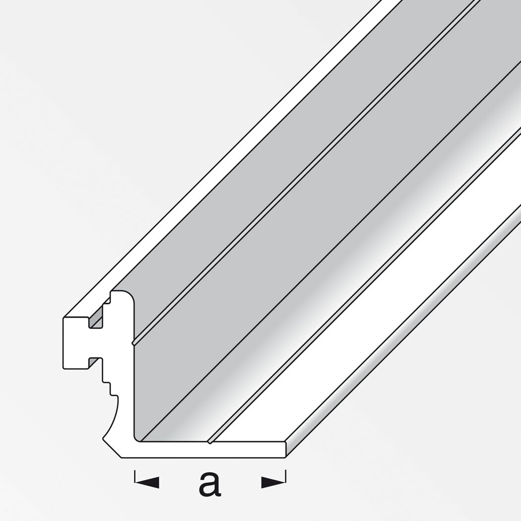 Silbernes Anschlagprofil Coaxis aus Aluminium