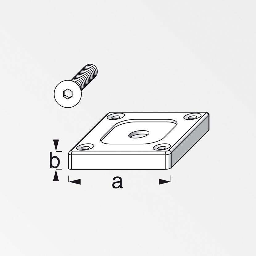 Befestigungsplatte Coaxis® weiß Aluminium 59,5 x 10 mm