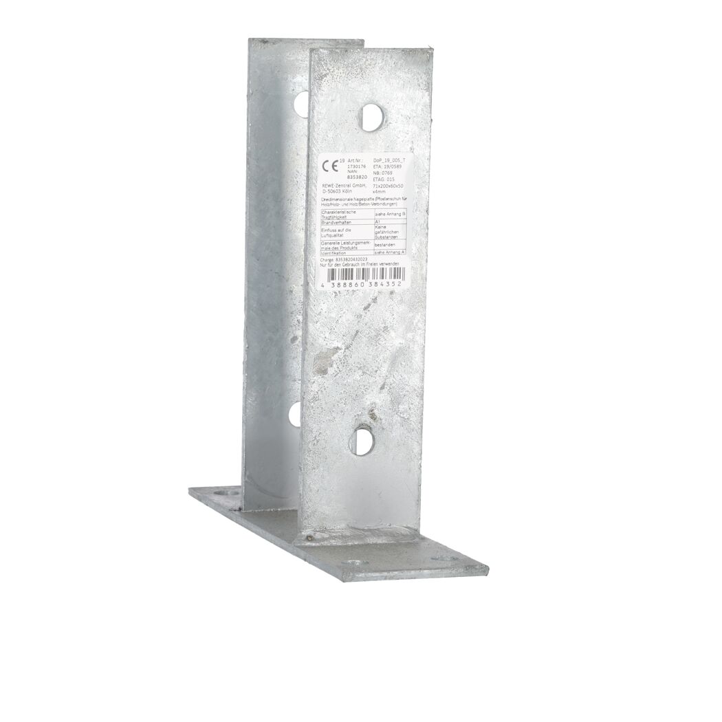 Zwei Pfostenträger 71 x 60 x 200 mm