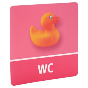 Türschild selbsthaftend "WC-Ente" pink 10 x 10 cm