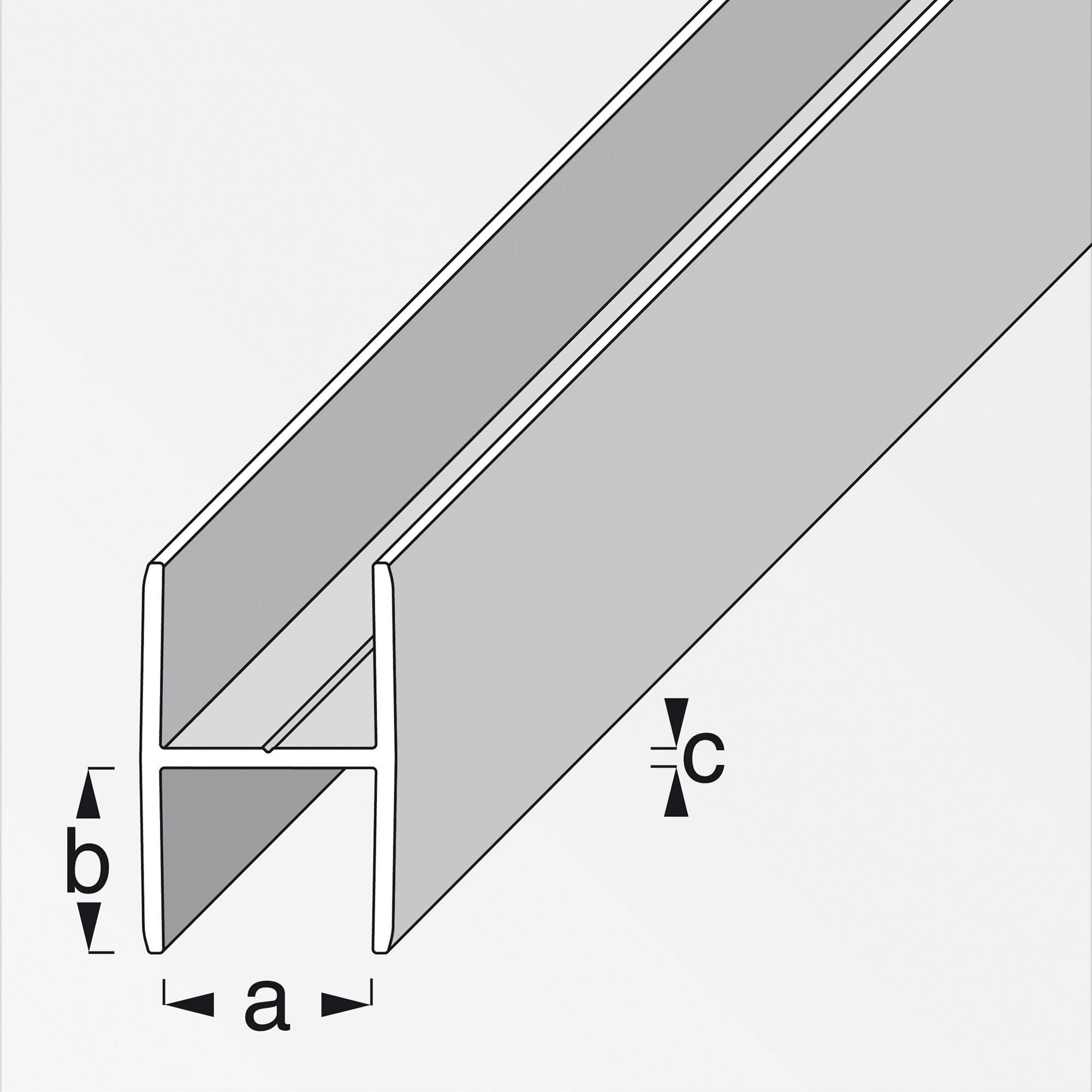 H-Profil Aluminium matt 100 x 2 x 0,6 cm + product picture