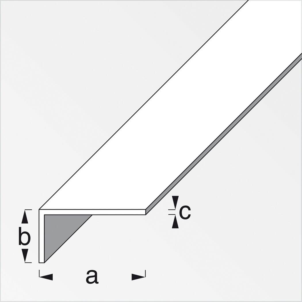Alu-Winkelprofil mit den Maßen a, b und c