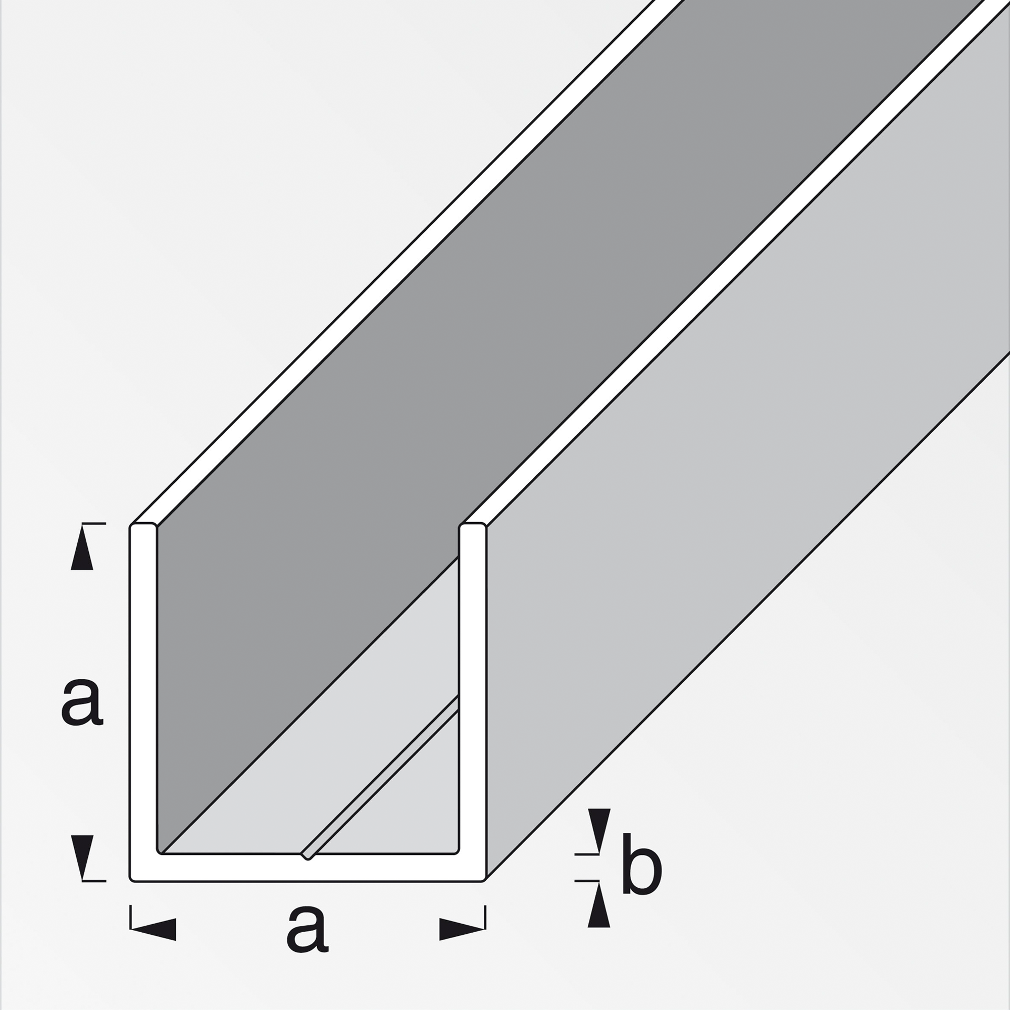 Quadrat-U-Profil combitech® Aluminium 250 cm 15,5 mm + product picture