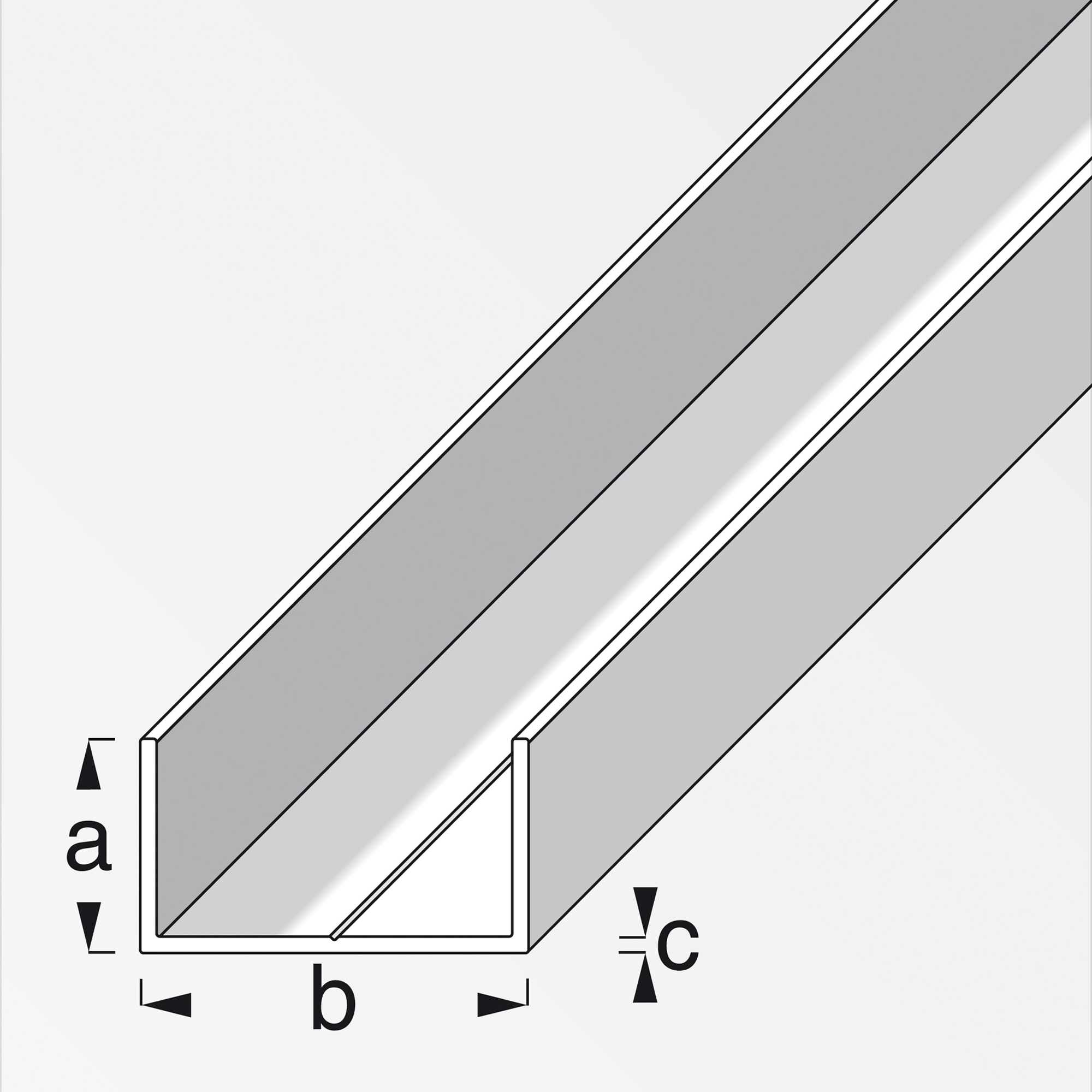U-Rechteckprofil Aluminium 1000 x 43,5 x 23,5 x 1,5 mm + product picture