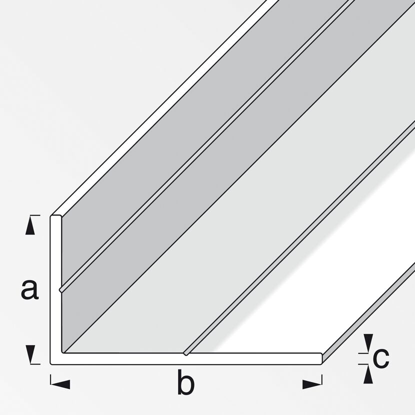 Alu-Winkel blank mit Maßen