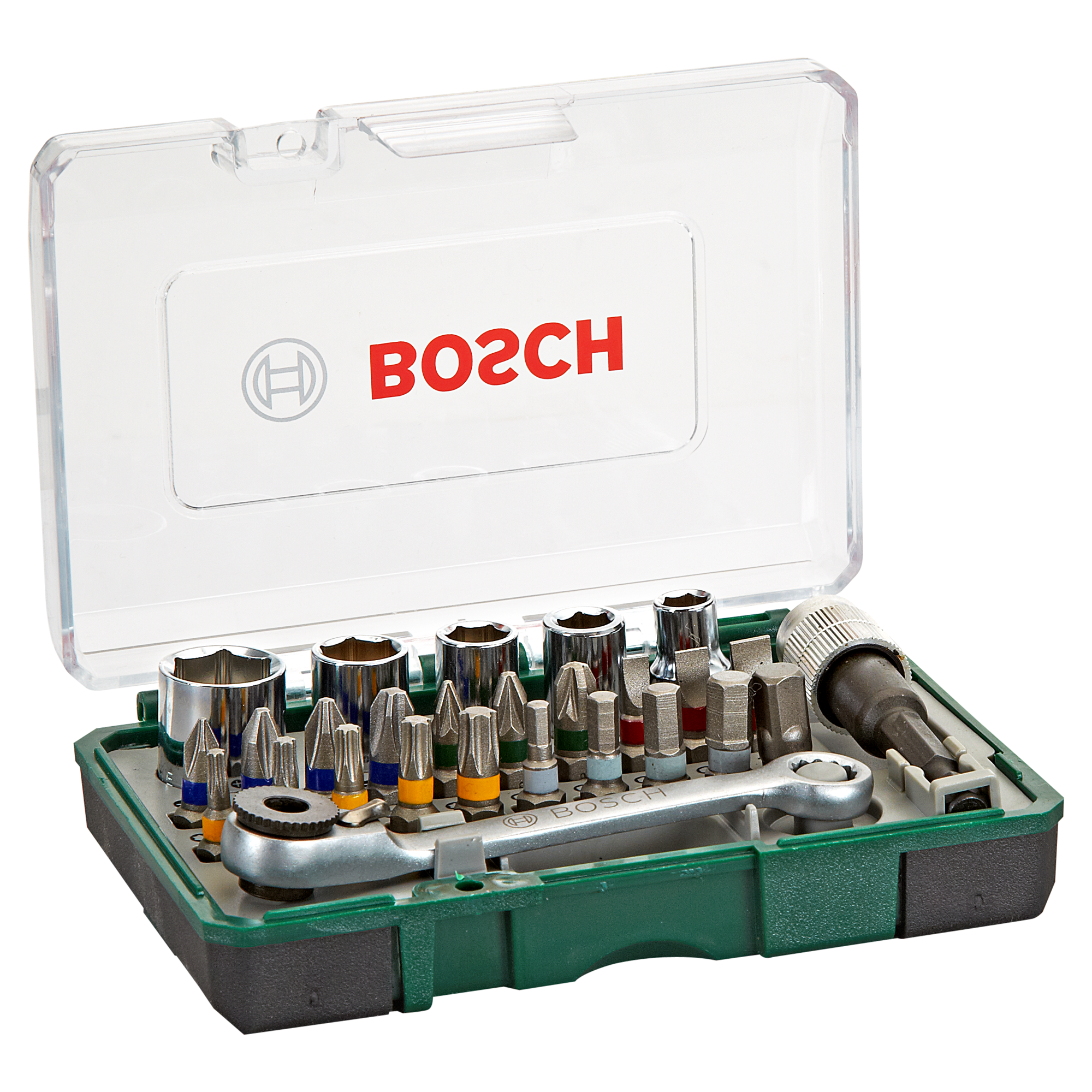 Bosch 27tlg Schrauberbit und Ratschen-Set Extra harte Qualitaet, Zubehoer Boh 