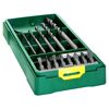 Bohrer und Bits in grüner Kunststoffbox