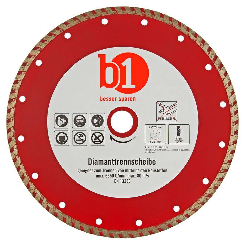Diamant-Trennscheibe für mittelharte Baustoffe Ø 230 mm