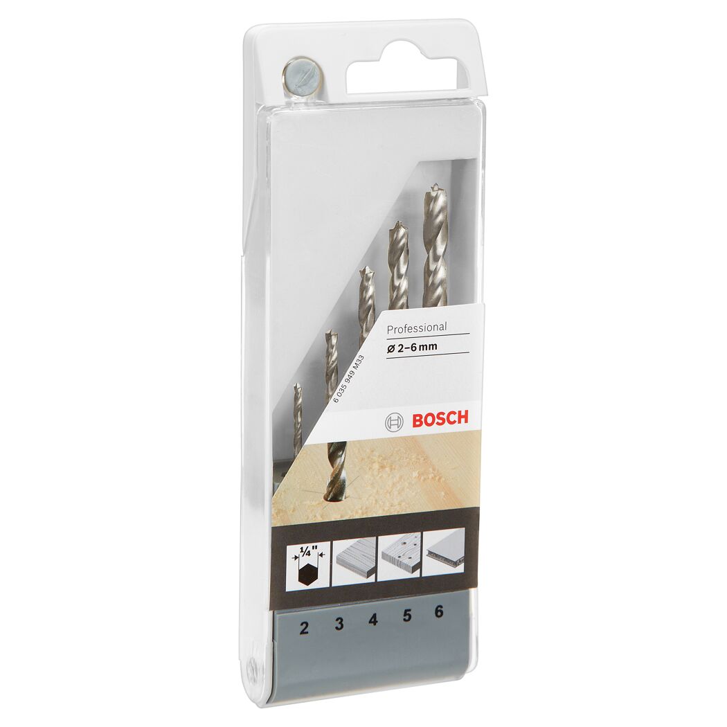 Bosch Profi-Holzbohrerset 5-teilig Ø 2-6 mm