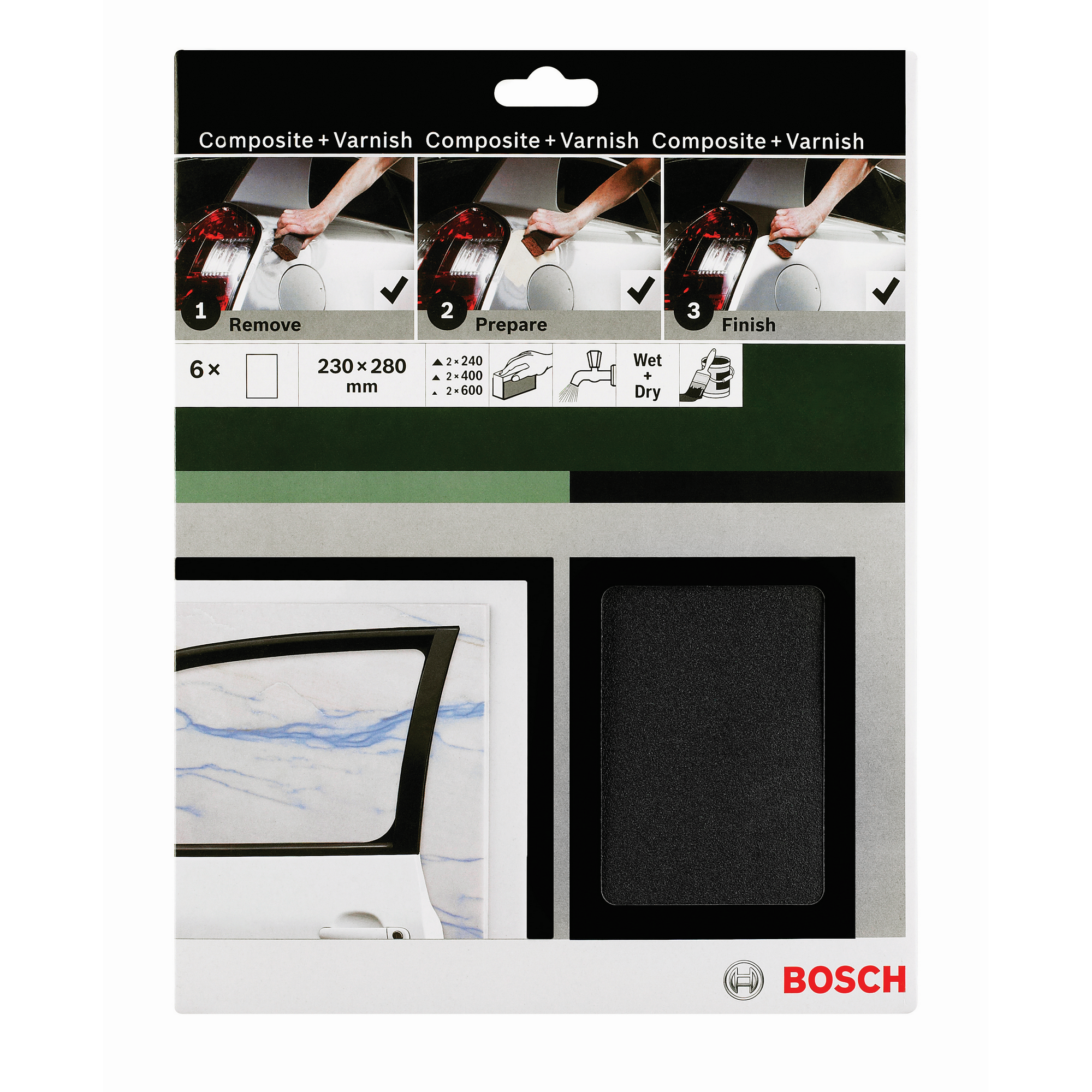 Handschleifpapier-Set für Stein und Lack 6-teilig + product picture