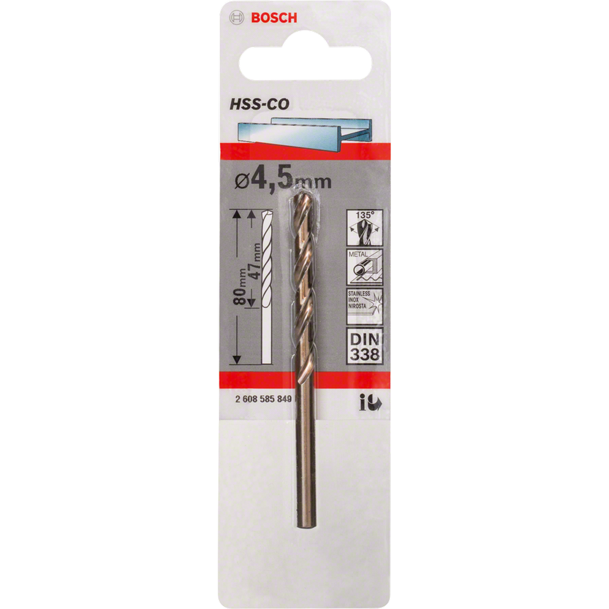 Metallbohrer 'HSS-Co' Ø 4,5 mm