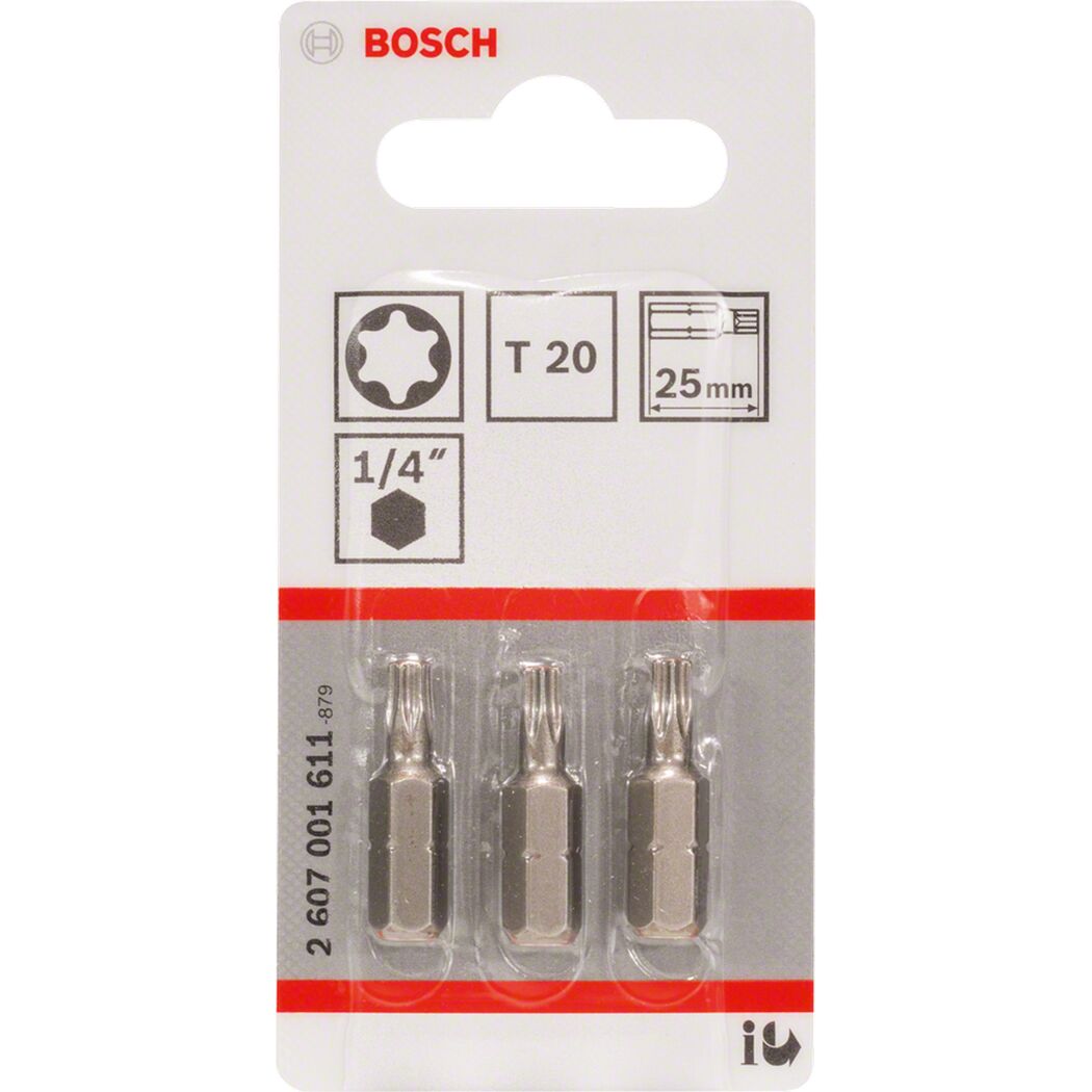 Drei Torxschrauben-Bits T20 von Bosch