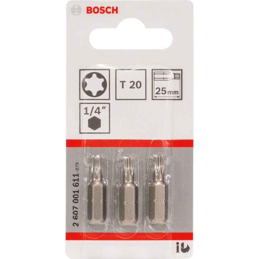 Drei Torxschrauben-Bits T20 von Bosch