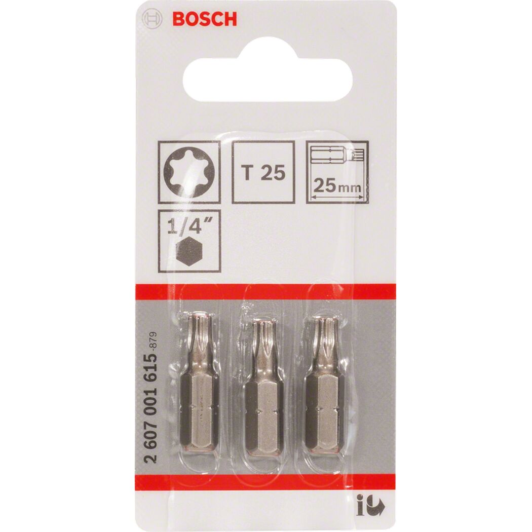 Drei Torxschrauber Bits T25 von Bosch