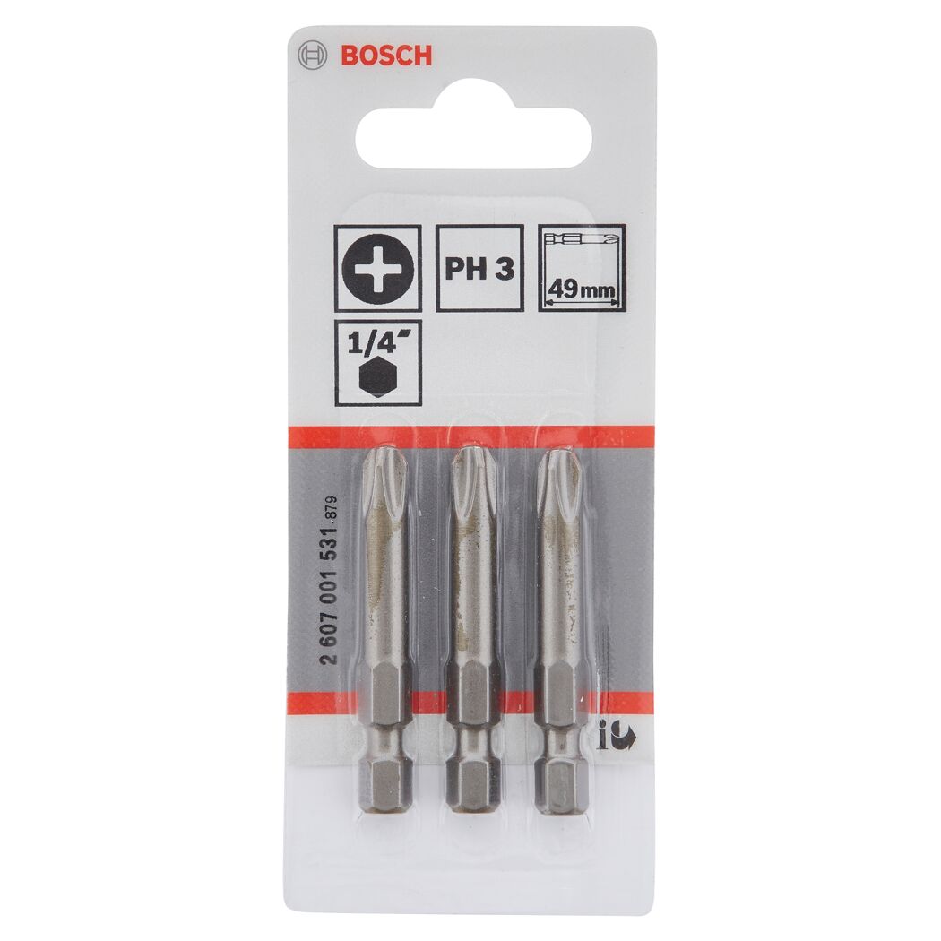 Drei Bosch Schrauberbits PH 3, 49 mm