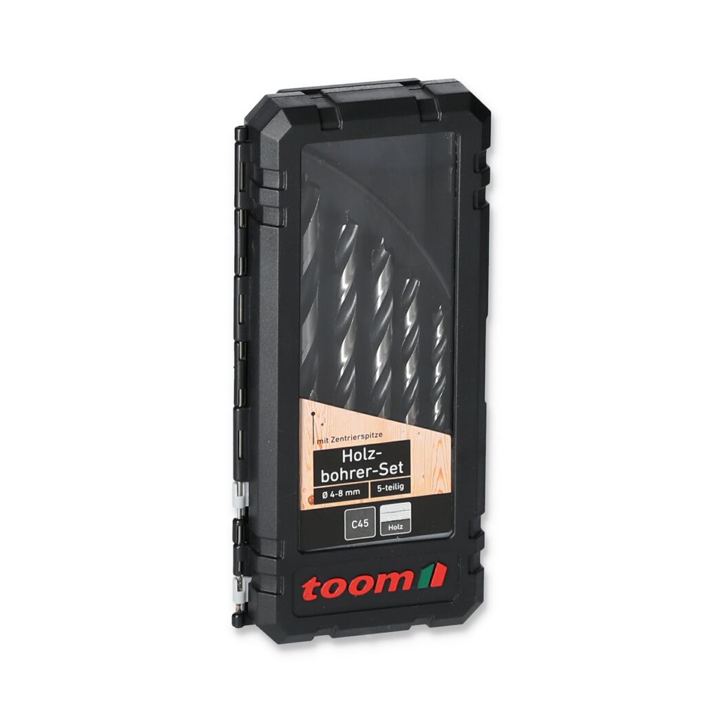 5-teiliges Holzbohrer-Set von Toom in schwarzer Box