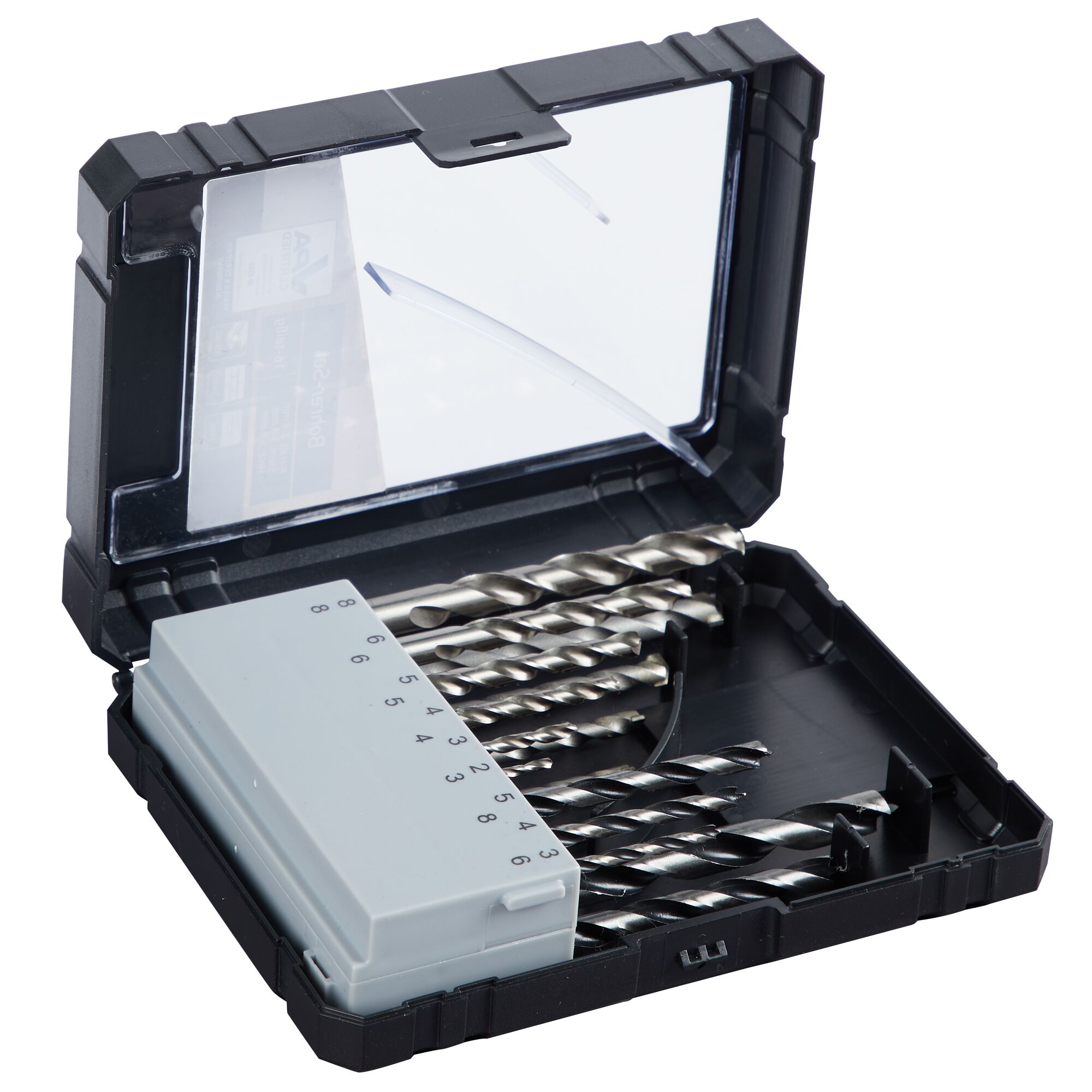 Bohrer-Set mit 16 Teilen in schwarzer Box