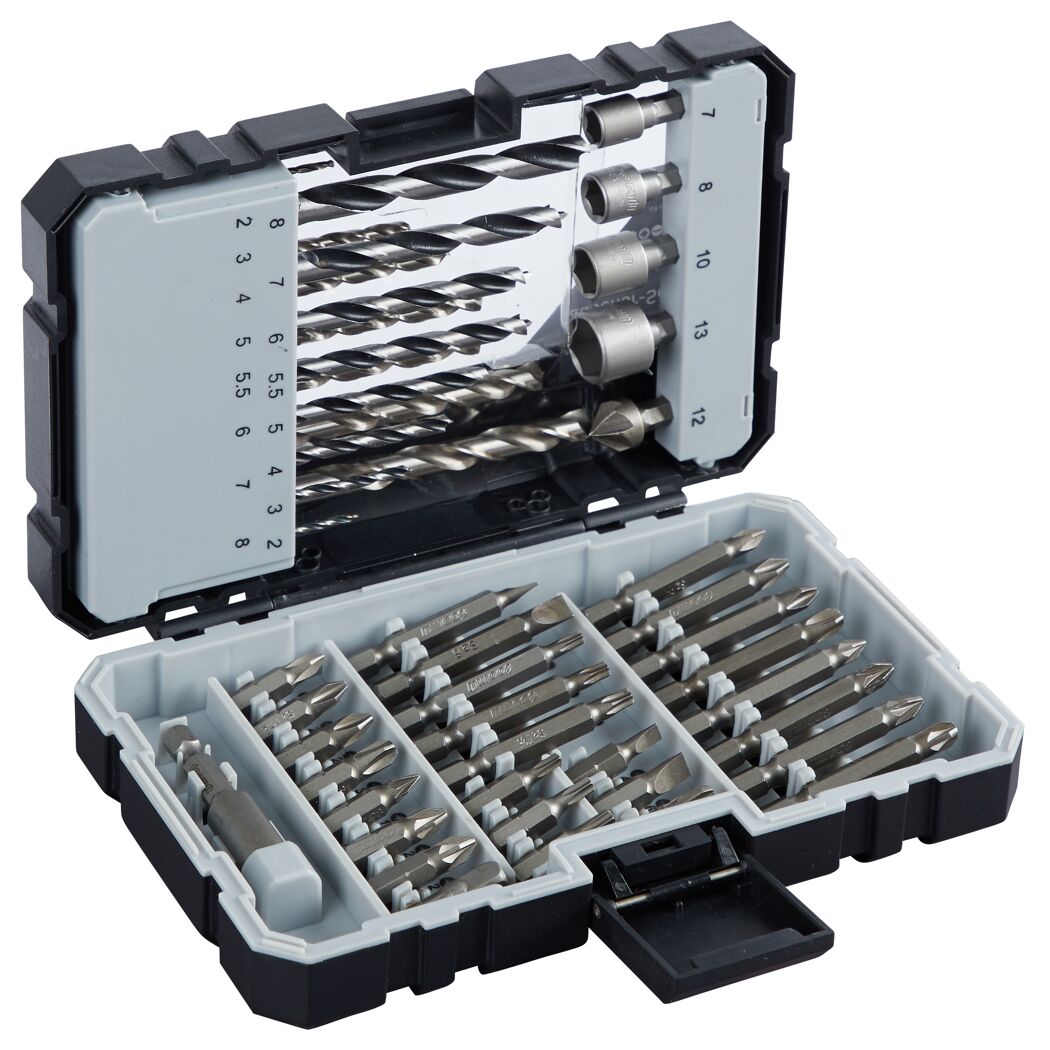 Bohrer- und Bit-Set in geöffneter Box
