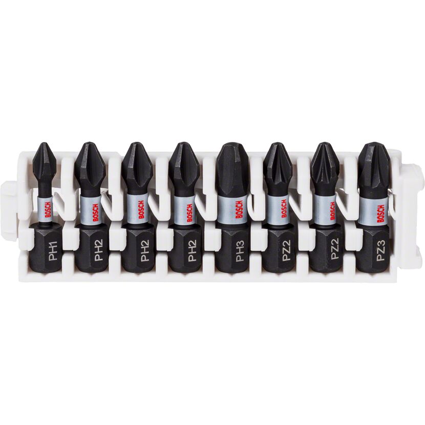 Acht Bosch Impact Bits PH1-PH3/PZ2-PZ3