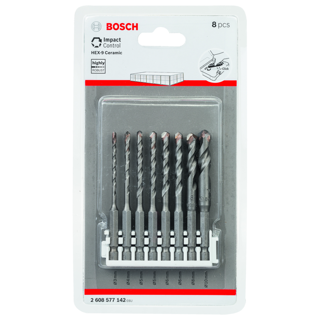 Bild von Fliesenbohrer-Set 'ImpactControl' Hex-9 Multi Ceramic, 8-teilig