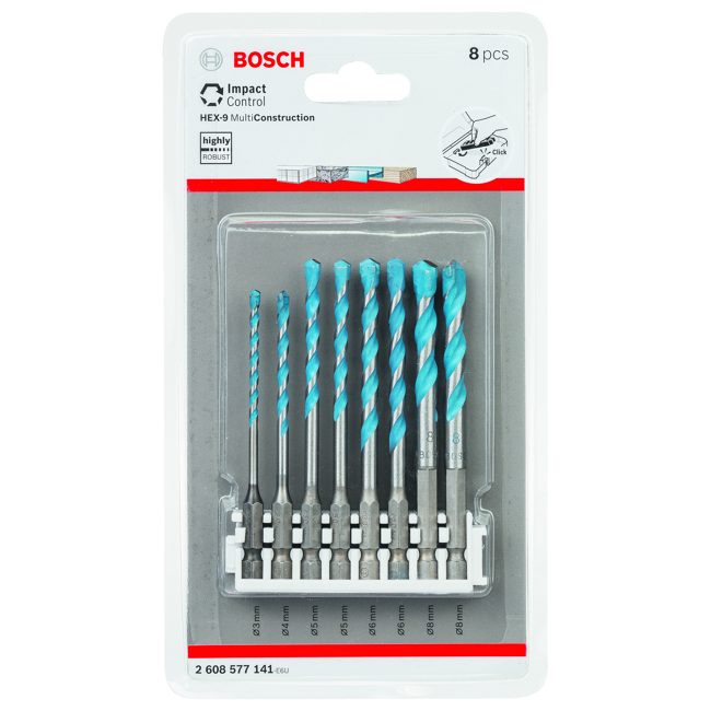 Bild von Bohrer-Set 'ImpactControl' Hex-9 Multi Construction, 8-teilig
