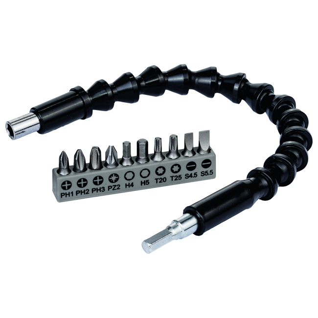 Bild von Bit-Set mit flexibler Verlängerung schwarz 300 mm 11-teilig