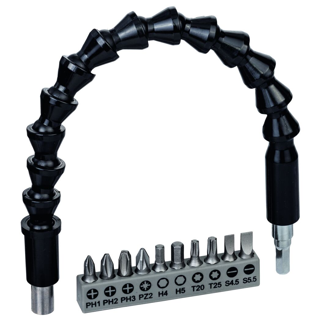 Bit-Set mit flexibler Verlängerung schwarz 300 mm 11-teilig