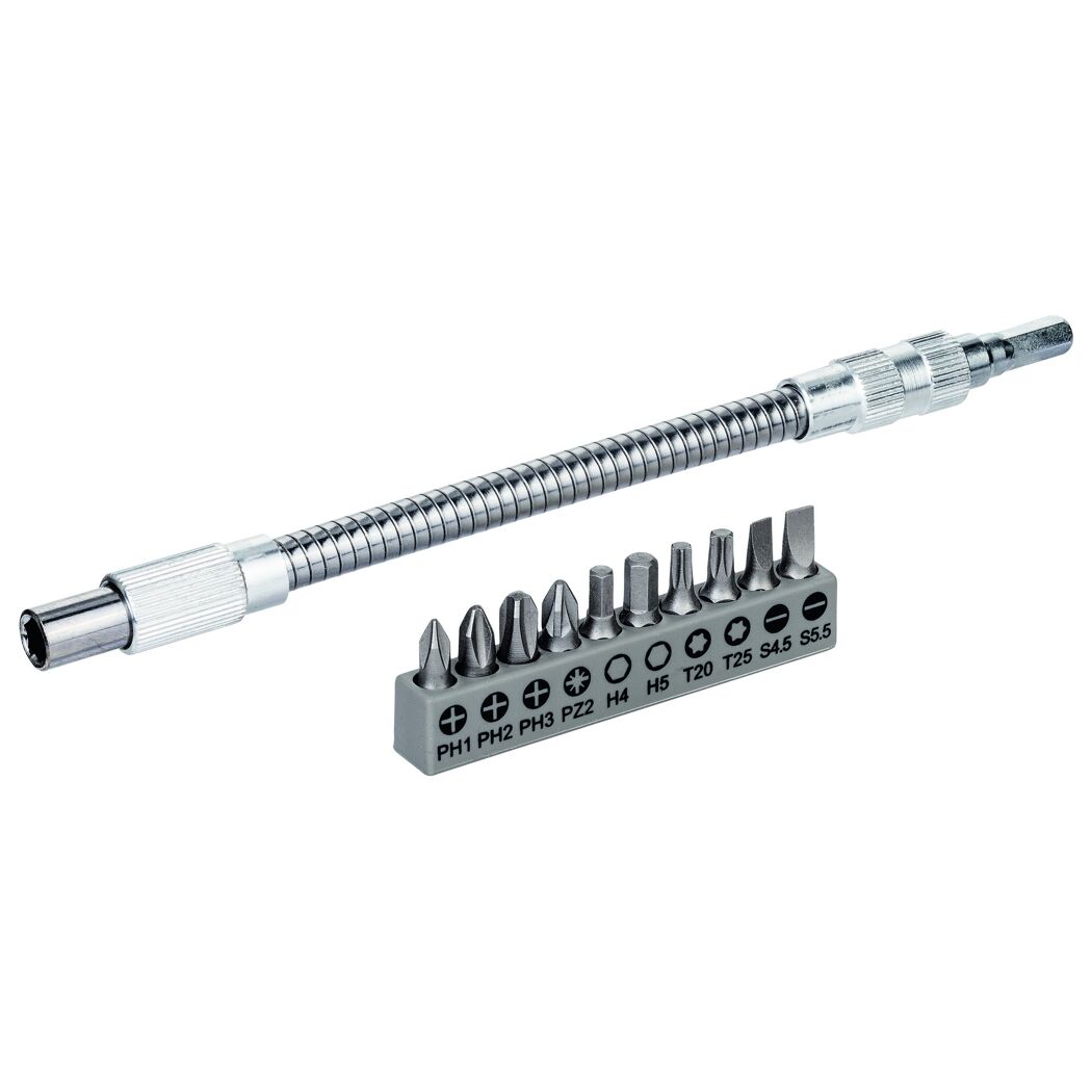 Bit-Set mit flexibler Verlängerung silbern 200 mm 11-teilig