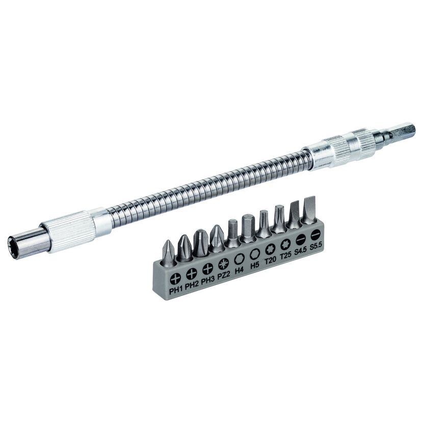 Bit-Set mit flexibler Verlängerung silbern 200 mm 11-teilig