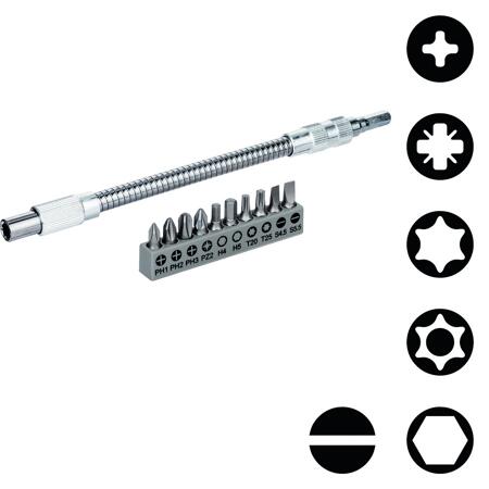 3. Bild von Bosch Bit-Set mit flexibler Verlängerung silbern 200 mm 11-teilig