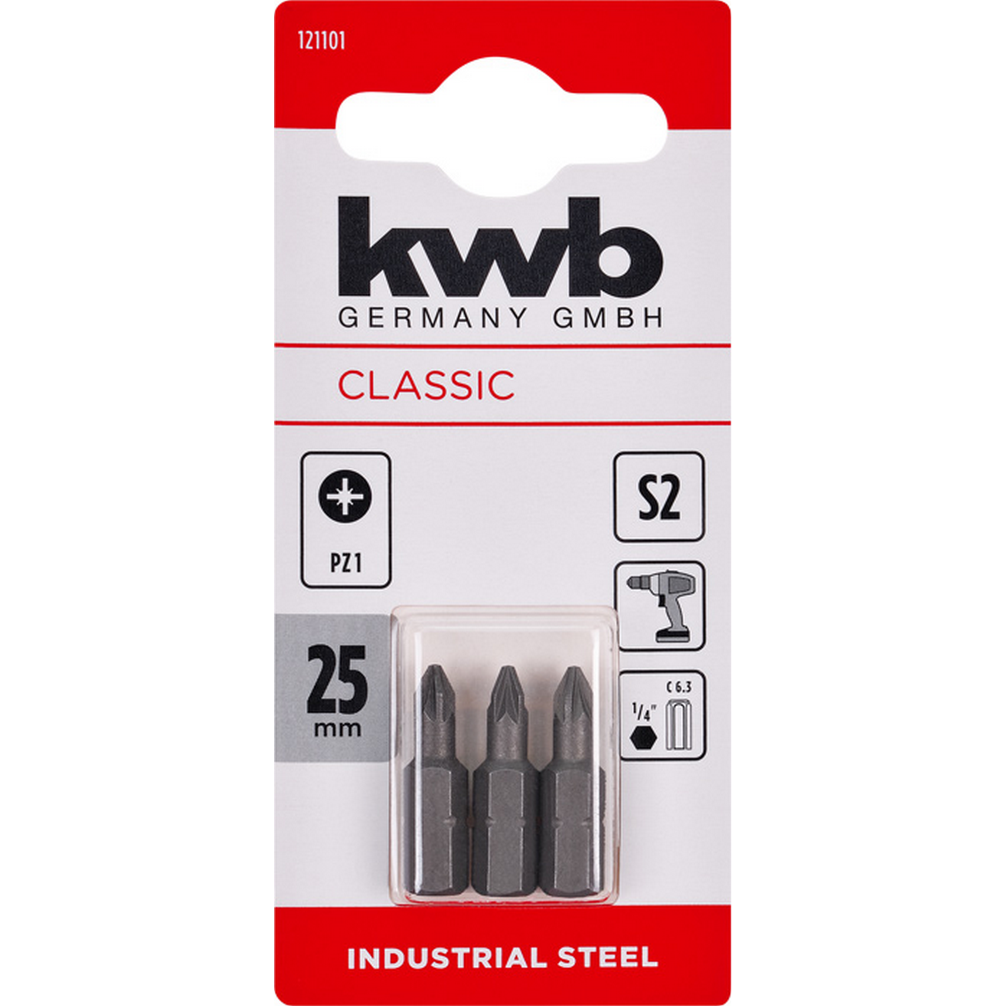 Bits 'Industrial Steel' PZ1 25 mm 3 Stück