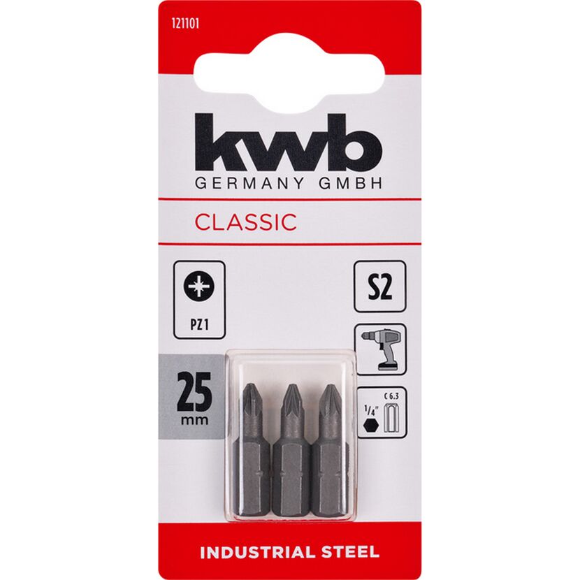 Bits 'Industrial Steel' PZ1 25 mm 3 Stück