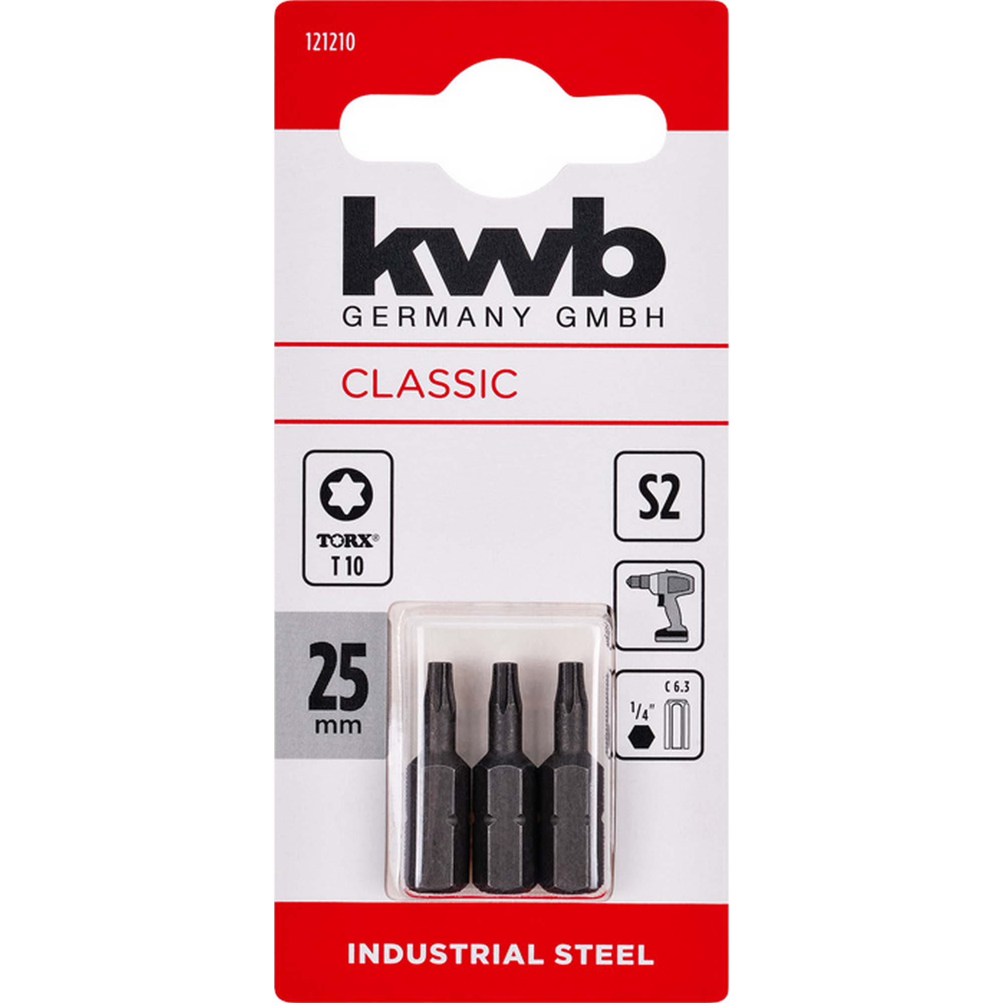 Bits 'Industrial Steel' T10 25 mm 3 Stück