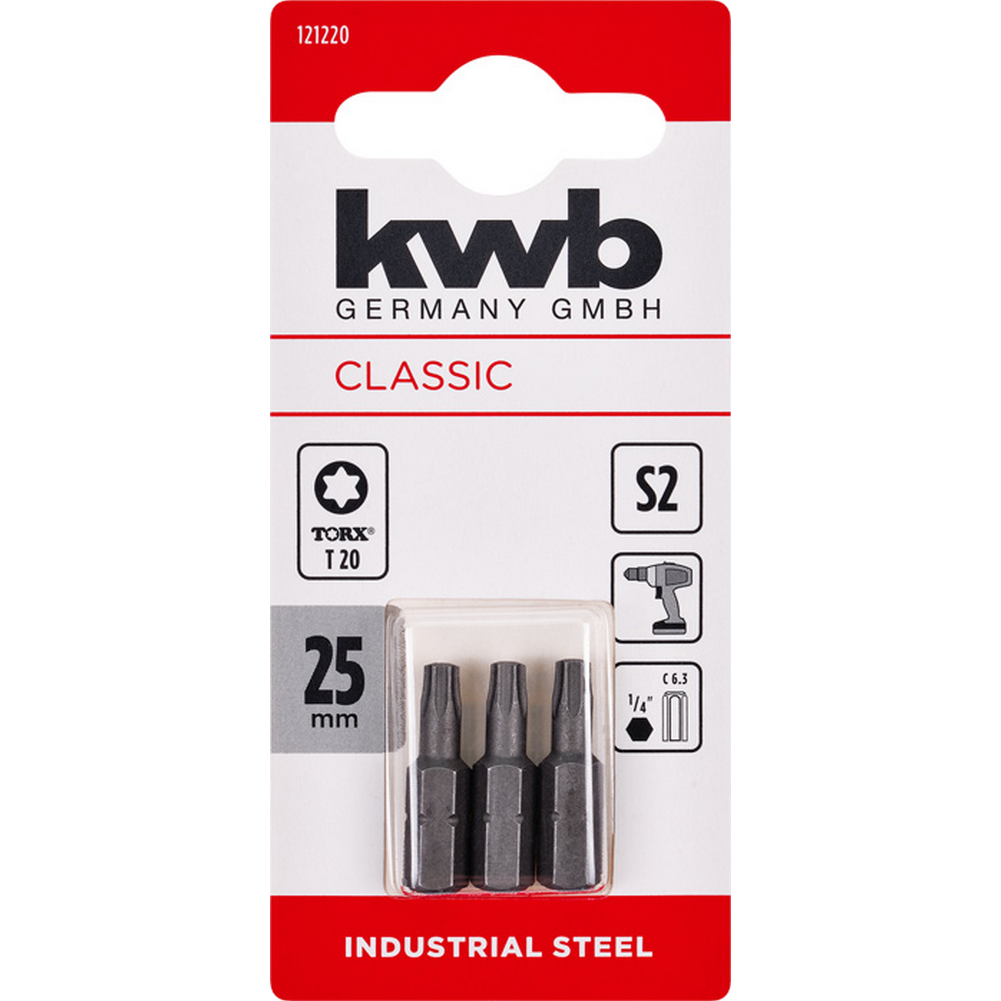 Bits 'Industrial Steel' T20 25 mm 3 Stück