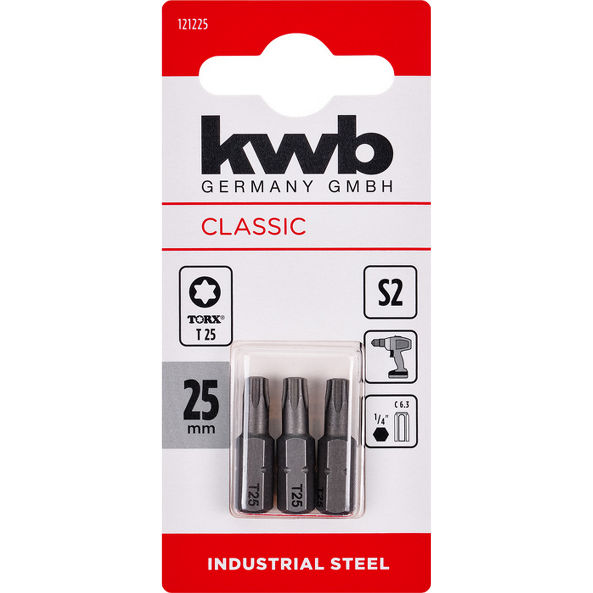 Bits 'Industrial Steel' T25 25 mm 3 Stück