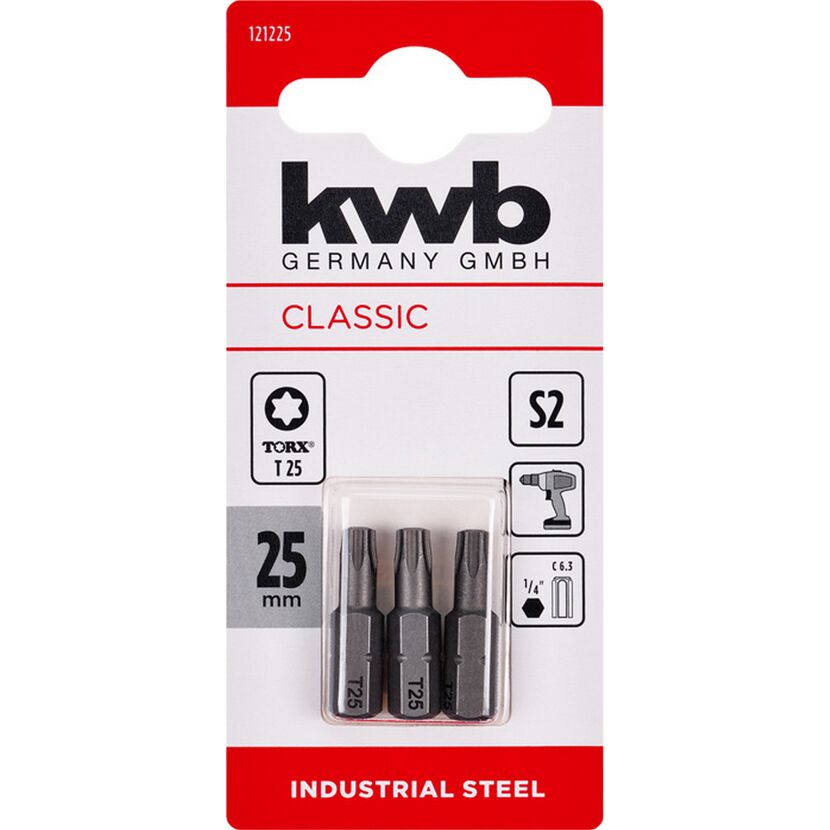 Bits 'Industrial Steel' T25 25 mm 3 Stück