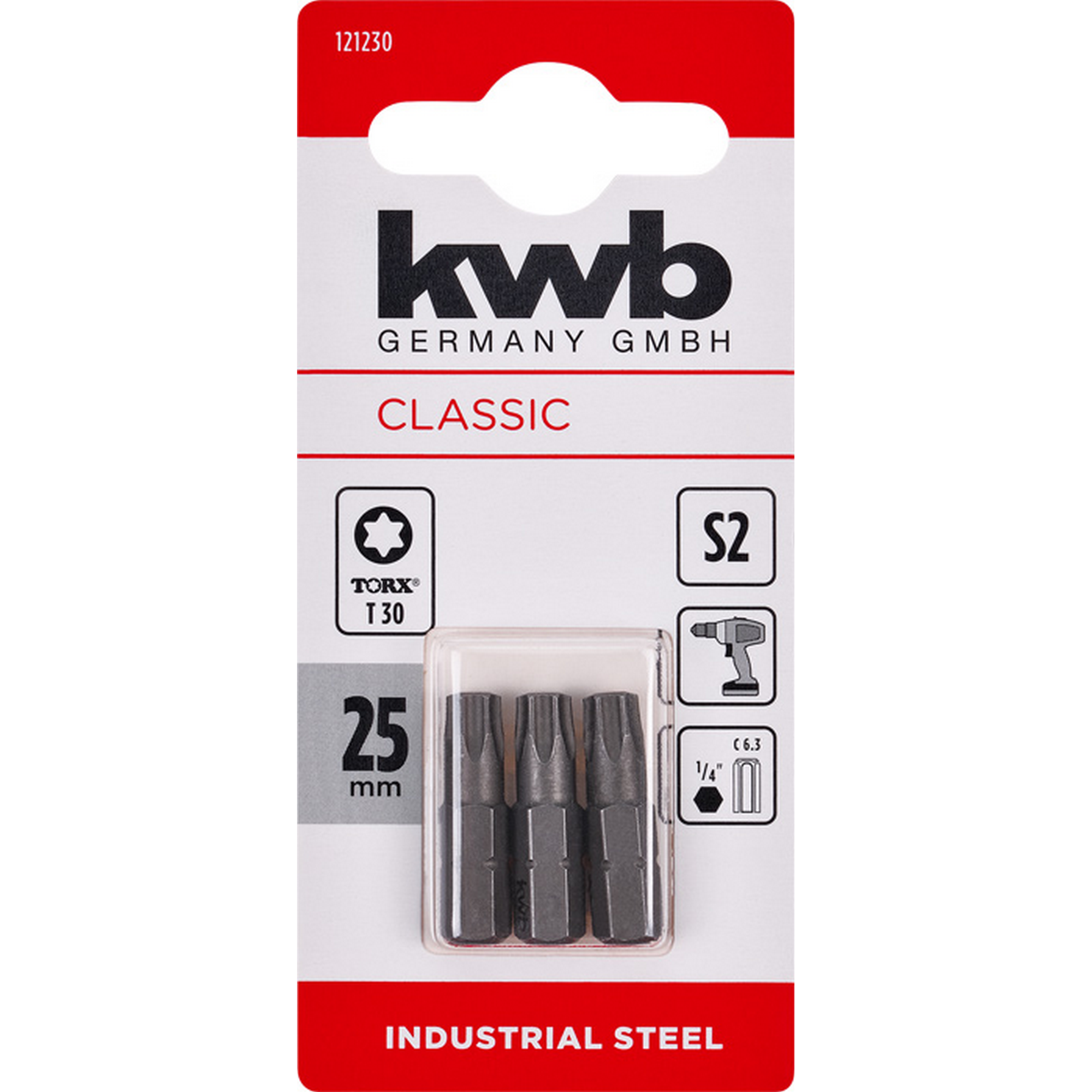 Bits 'Industrial Steel' T30 25 mm 3 Stück