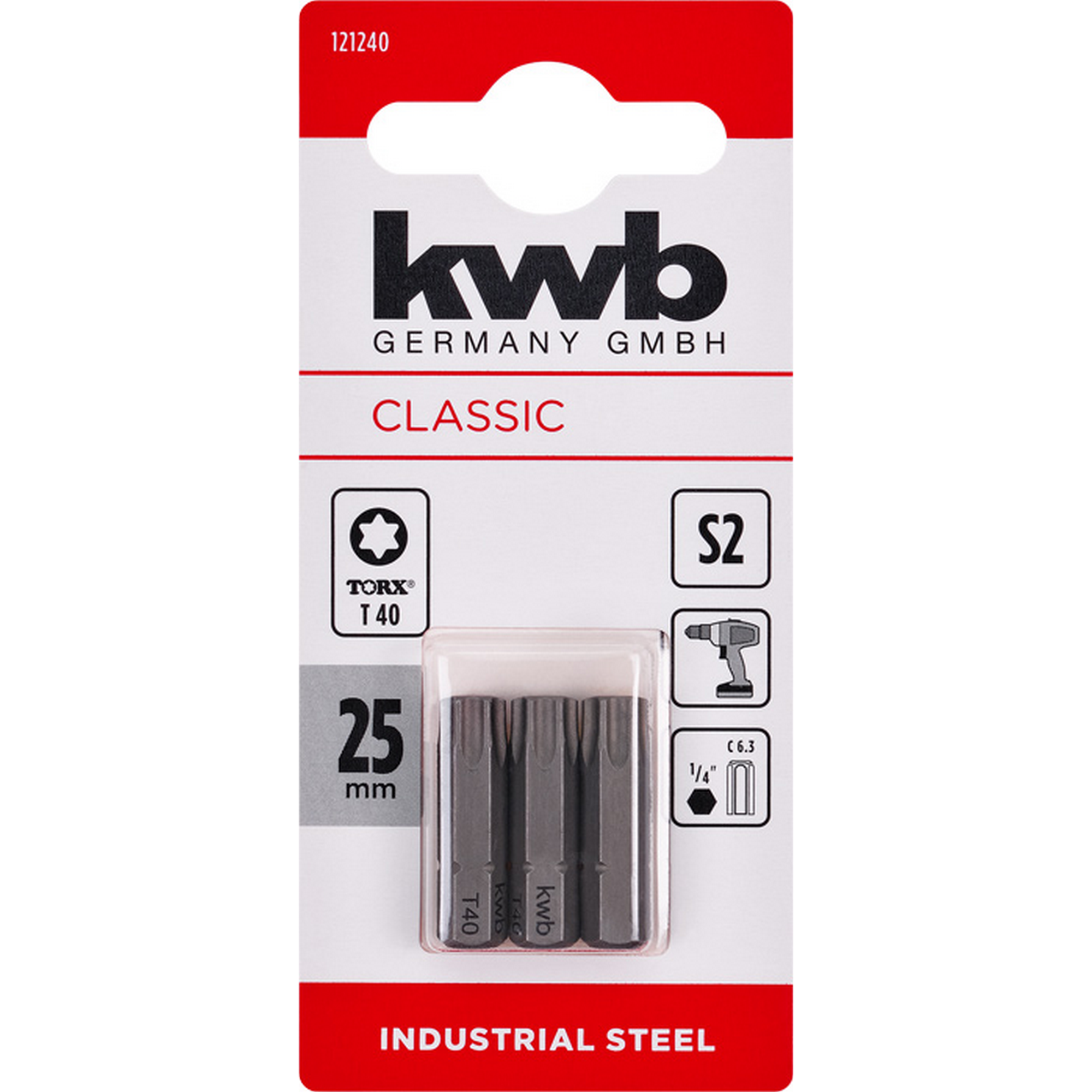Bits 'Industrial Steel' T40 25 mm 3 Stück