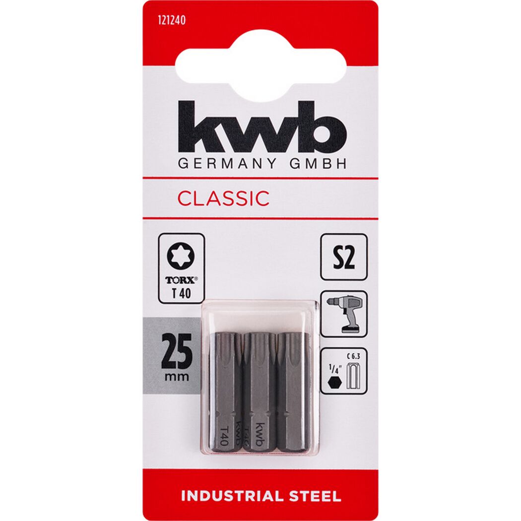 Bits 'Industrial Steel' T40 25 mm 3 Stück
