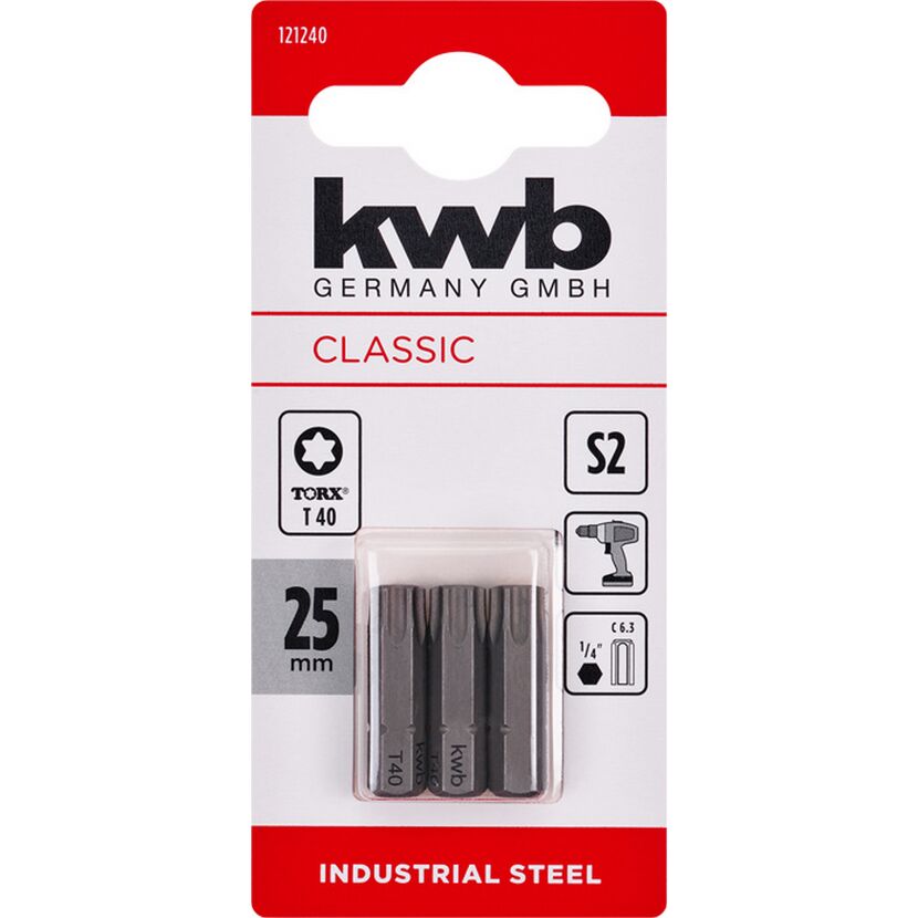 Bits 'Industrial Steel' T40 25 mm 3 Stück
