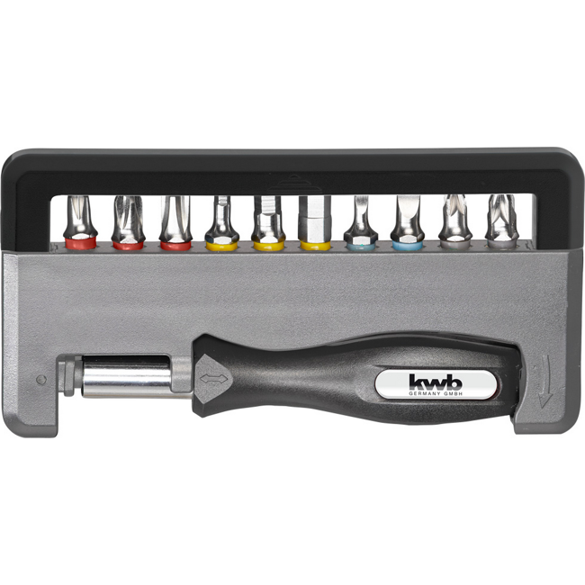 Bild von Bit-Set 'Industrial Steel' mit Handgriff 12-teilig PH, PZ, Schlitz, Hex